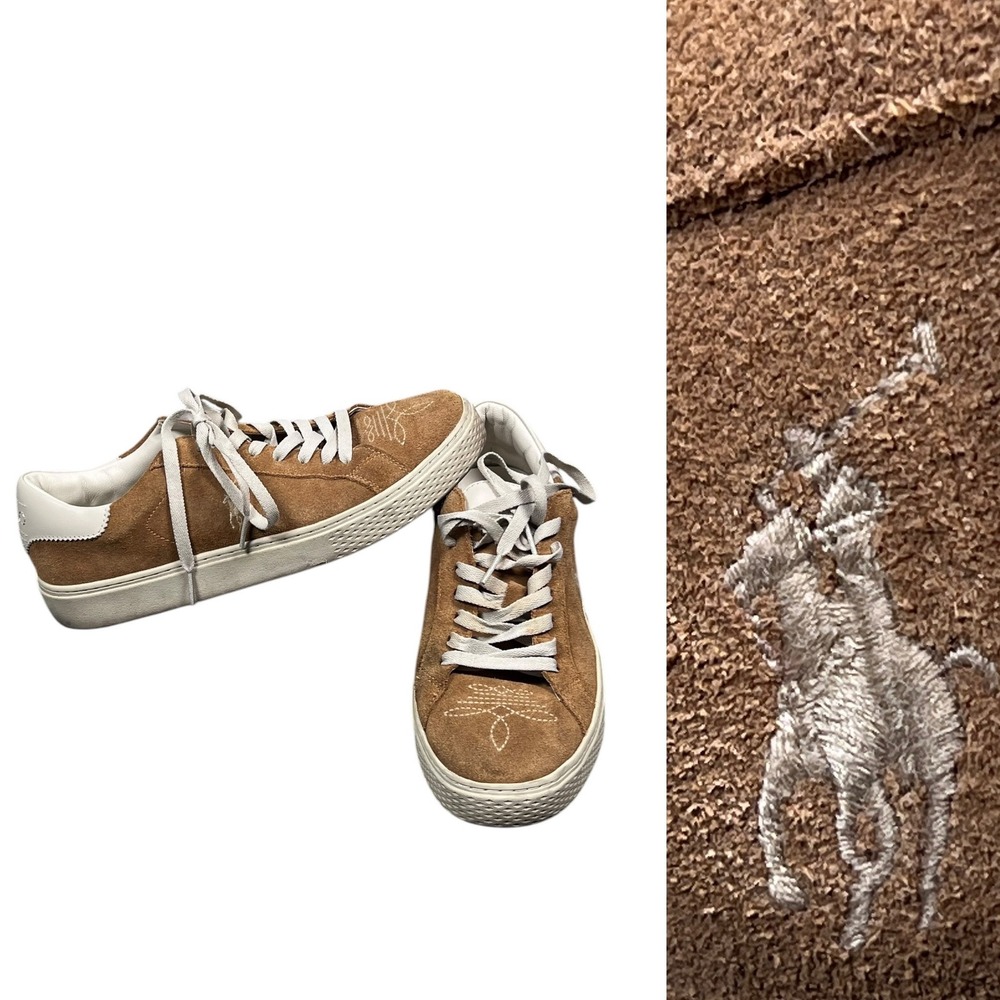 Polo Ralph Lauren Court II 125 Sneakers Womens 9.5 Brown Suede Western Low Top